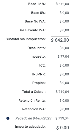 Calculos de Facturas